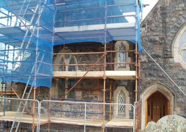 The work being carried out at Lambeg Parish Church.