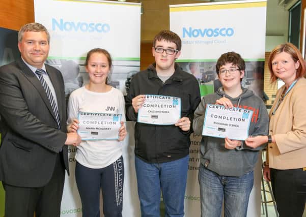 Students who completed the 2016 NOVOSCO Cloud Camp in conjunction with ALMAC and Belfast Met have been awarded certificates at the Innovation Centre.

Picture: Philip Magowan / PressEye