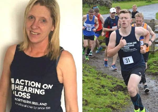 Mallusk Harriers runners Karen Jamison and Matthew Cromie are supporting Action On Hearing Loss. INNT 33-513CON