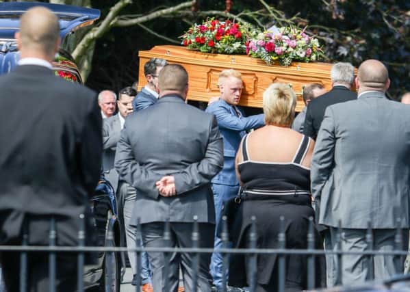 The funeral of Jonathan Peden at the Elim Church in Donaghcloney