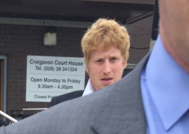 Matthew Browne leaving Craigavon court after he was charged with having child pornography.