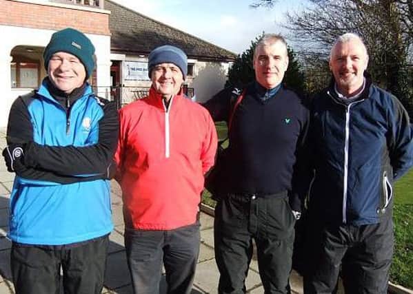 Mel Hylands (right) fired in a winning score last Sunday. He is pictured with Colin Kennedy, Neville Kerr and John Crothers