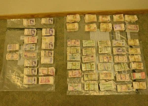 The cash seized on the Portadown Road, Armagh. INPT34-022