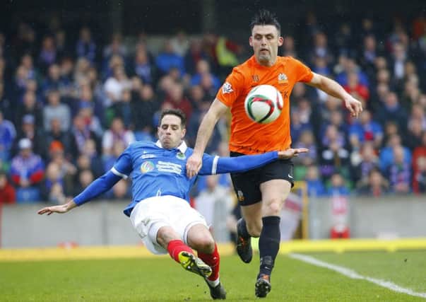 Linfield midfielder Sean Ward in action against Glenavon in last seasons Irish Cup final