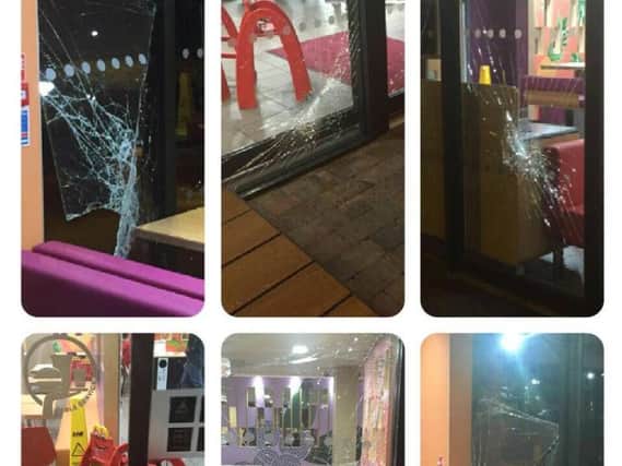 Damage at the McDonalds restaurant in Dundonald.