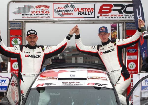 Craig Parry and Elfyn Evans (right) are the 2016 MSA British Rally Championship champions