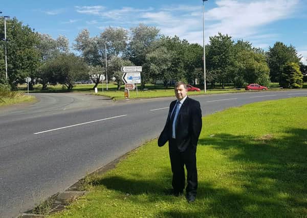UUP's Robin Swann pictured at Ballee roundabout.  INBT 35-650-CON
