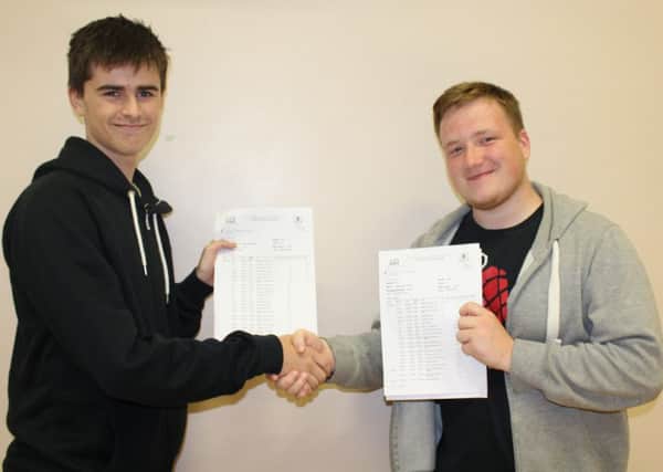 Fort Hill Integrated College pupils Samuel Reid and Alex Piorun were delighted with their GCSE results.