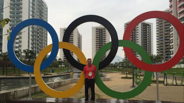 David pictured at the Olympic Village.