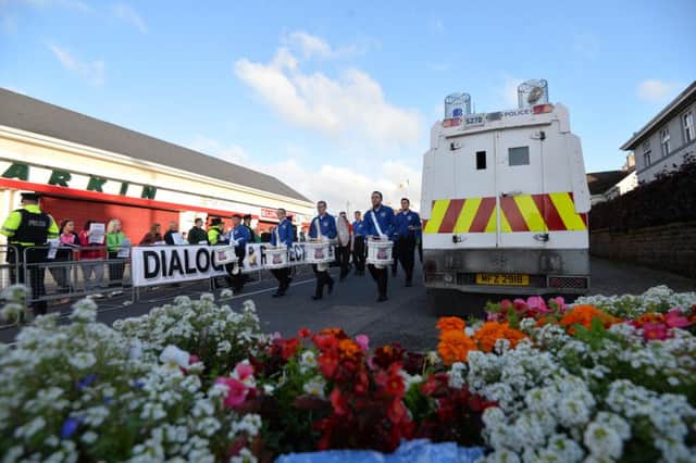 A parade hosted by  Ballymaconnelly Sons of Conquerors passes threw Rasharkin Main Street earlier this month. Pic Colm Lenaghan/Pacemaker