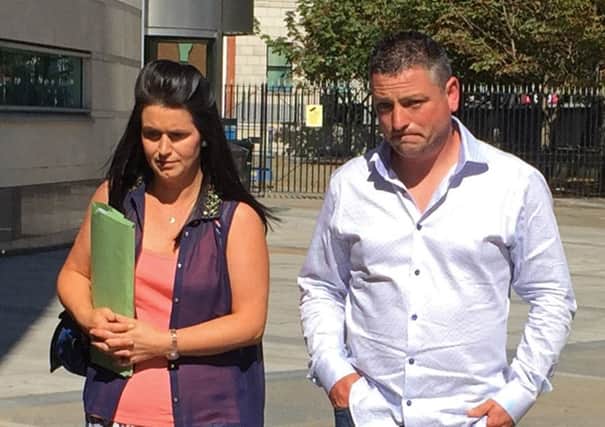 Michelle and Barry Rocks at Belfast Coroner's Court where an inquest for their still born daughter Cara is being held