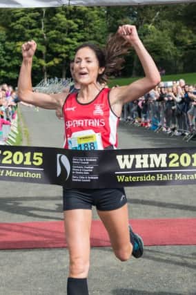 Catherine Whoriskey  who defended her Waterside Half Marathon in style, taking a whopping five minutes off her personal best.
