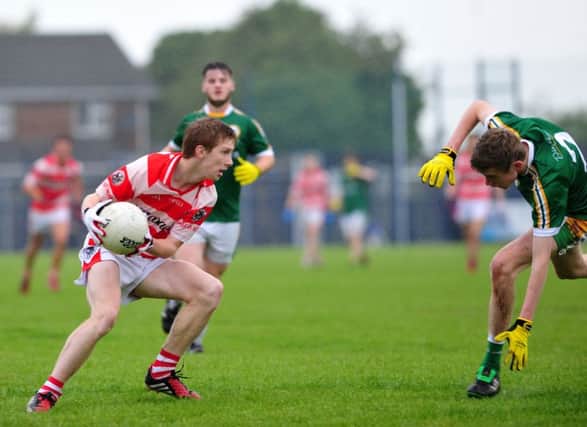 Moortown's Conan McLernon grabbed two points aginst Dungannon's. INTT3015-406
