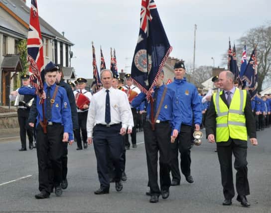Leading the way during Sunday's Mid-Ulster Battalion Boys Brigade annual Church parade & service hosted by Tobermore.INMM1216-401