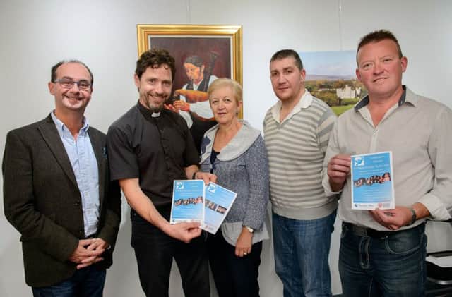 Pictured at the launch of the first ever Ã¢Â¬ÃœInternational Day of PeaceÃ¢Â¬" concert, to be staged on Wednesday 21st September in the Burnavon Arts & Cultural Centre, Cookstown is organisers -  Rev David Bell, Rev Andrew Rawding, Meta Bell, Andrew Ferguson, & Donald Canavan.INMM3716-301