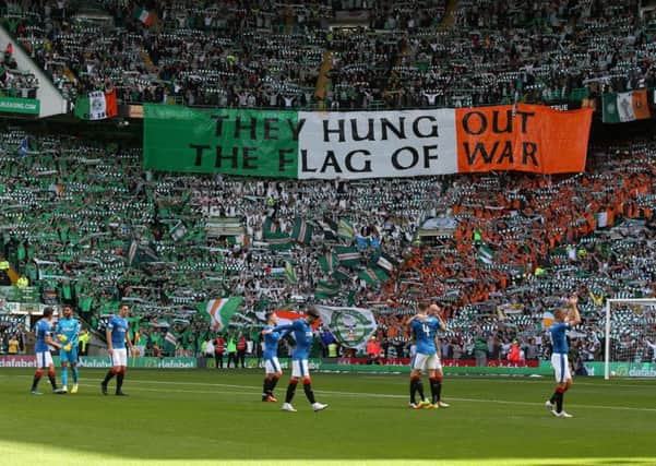 Celtic fans show their support during the Ladbrokes Scottish Premiership match at Celtic Park, Glasgow