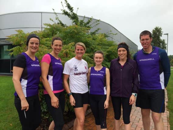 Alison Rankin (Centre) Race Director of the Boom 10K, with members of the host club, Springwell Running Club.