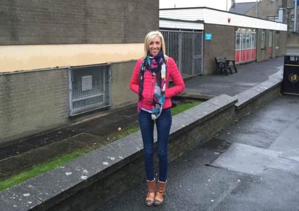 DUP MLA Carla Lockhart outside the old health and social services centre.
