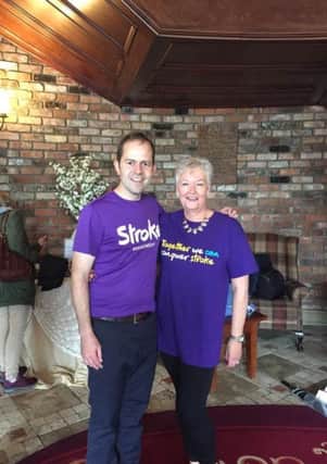 Jackie Lawrence with Paul Montgomery (Stroke Association)
