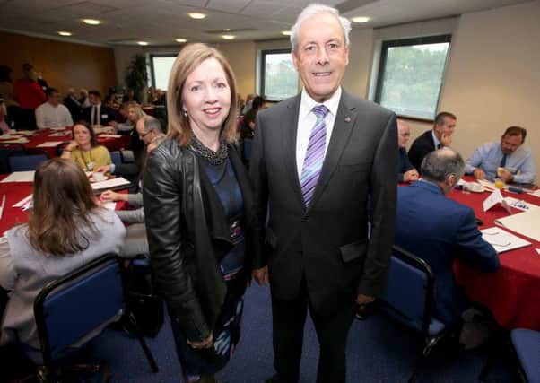 Pictured at the city centre stakeholders meeting held at Lagan Valley Island are Dr Theresa Donaldson, Chief Executive, Lisburn & Castlereagh City Council, and Councillor Uel Mackin, Chairman of the council's Development Committee.