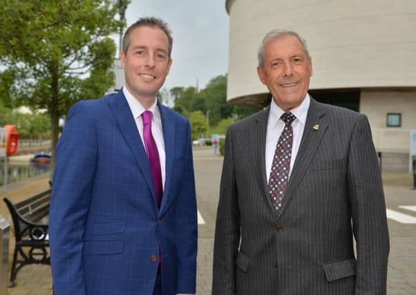 Funding announcement: Communities Minister Paul Givan MLA (left) with Councillor Uel Mackin, Chair of the council's Development Committee.