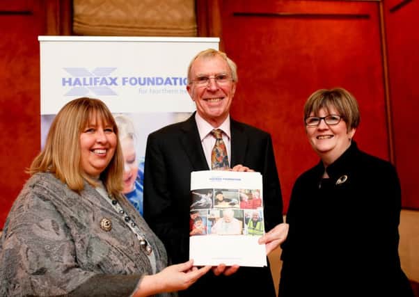 Attending the Halifax Foundation for Northern Ireland reception at Stormont were:  Eileen Fell (Care in Crisis) Brian Scott (Chair of Halifax Foundation for Northern Ireland) and Christine Beggs (Care in Crisis).