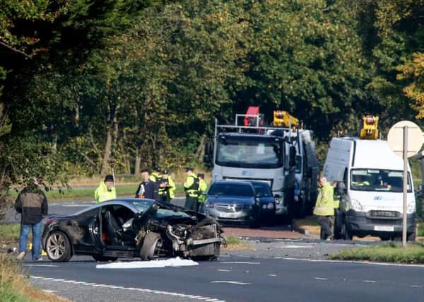Picture - Kevin Scott  / Press Eye

The scene of a serrious 1 car RTC on the A1 close to Dromore where a car has struck a telegraph pole on October 9th 2016 , Belfast , Northern Ireland

Photo by Kevin Scott  / Press Eye