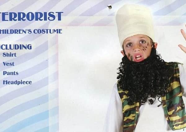 The child's terrorist Halloween costume which has been withdrawn from sale at a Coleraine shop. INCR-42-716-con