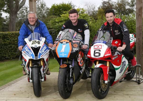 Sunflower Trophy race sponsor Jim Finlay pictured with David Haire and Glenn Irwin at the launch of the Sunflower Trophy races, which will take place at Bishopscourt on October 21-22.