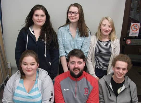 Youth Council Office bearers (back from left) Katie McKenna (PR), Molly Butler (PR), Eloise Sellwood (Secretary); (front from left) Victoria Geoghegan (Chair) Ciaran McCartan (Peer Educator), Christian Ford (Vice-Chair)