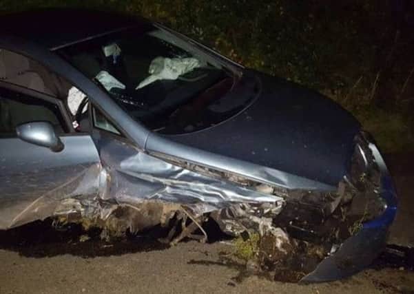 A suspected drink-driver was arrested after police responded to reports of this crash near Stewartown on Sunday
