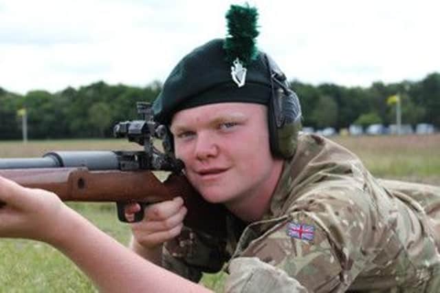 Taking aim: Cadet Aaron Cowan from Ballyclare has his sights on success.