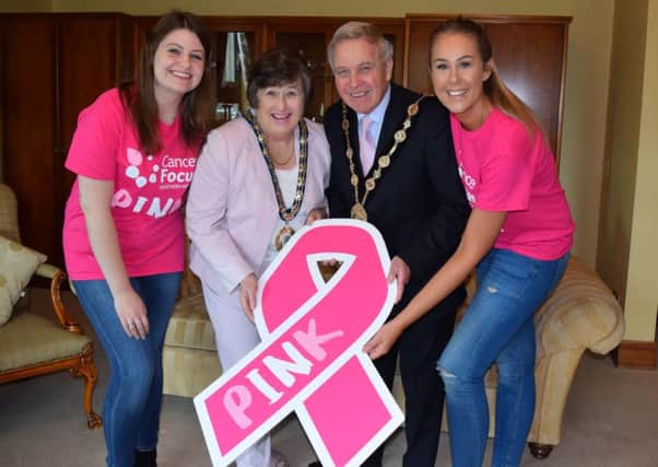 Councillor Brian Bloomfield MBE is supporting Cancer Focus Northern Irelands new In Pink campaign.