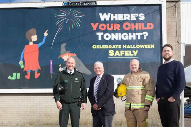 Pictured at the campaign launch are Chief Inspector Mark McClarence, Alderman William King PCSP Chair, Watch Commander Jason Craig, Northern Ireland Fire and Rescue Service and Michael McCafferty, PCSP Officer.