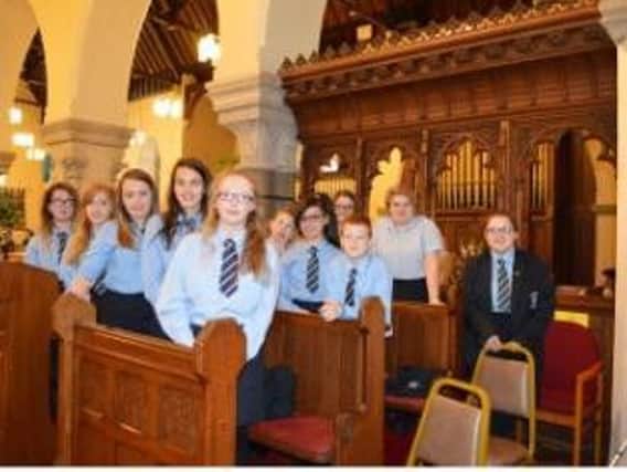 Junior Choir members at the Dromore High Harvest Service which took place on Monday October 17 in Dromore Cathedral.