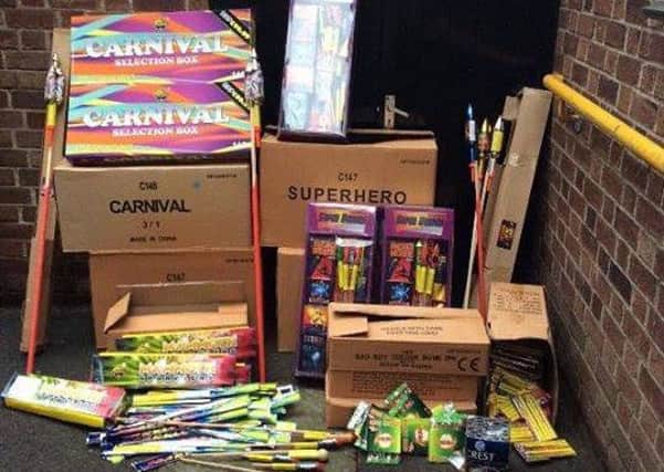 The 623 packets of fireworks seized in Ballymena by police. INLT-44-700-con