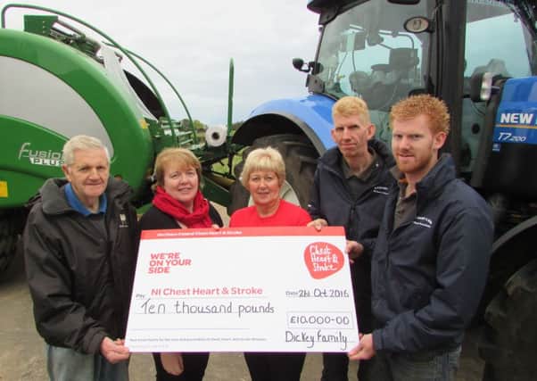 Members of the Dickey family hand over their cheque to NI Chest, Heart and Stroke.(Submitted)