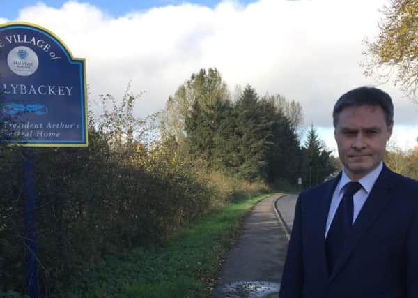 Paul Frew Assembly member for North Antrim has once again urged the Minister for Infrastructure to push forward with plans to provide footway on the Fenaghy Rd between Cullybackey and the Galgorm Resort .