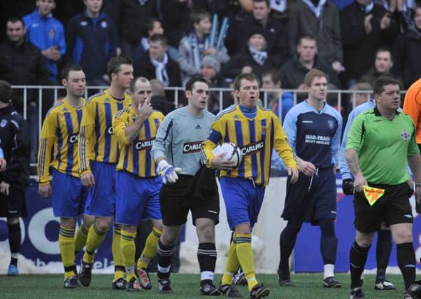 Nortel players before the 2010 Border Regiment Cup final against Dromara Village. Pic by PressEye Ltd.