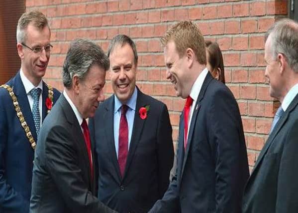 East Antrim MLA and Executive Office Minister Alastair Ross has met with President Santos of Columbia during his one day State visit to Northern Ireland