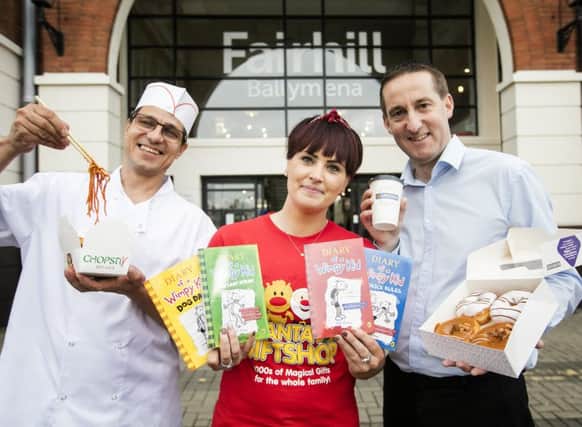 Pictured are Bobby Iacob from Chopstix, Julie Donley from the Works and Michael McAllister from Greggs. Picture by Brian Morrison.
