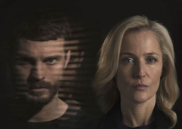 Pictured: Paul Spector (JAMIE DORNAN) and DSI Stella Gibson (GILLIAN ANDERSON) in 'The Fall'.