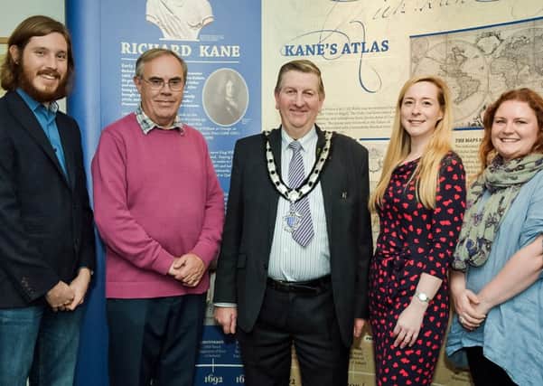Pictured at the opening event are, from left: Daniel Taylor Ã¢Â¬ Northern Ireland Museums Council; Ron Bishop Ã¢Â¬ Guest speaker on Richard Kane; the Deputy Mayor, Alderman William McNeilly; Shirin Murphy Ã¢Â¬ Collections Access Officer, Mid and East Antrim Borough and Laura Patrick Ã¢Â¬ PhD Student Placement.