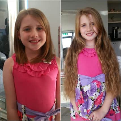 Before and after: Aaliyah (7) has donated 12 inches of hair to the charity Little Princess Trust.