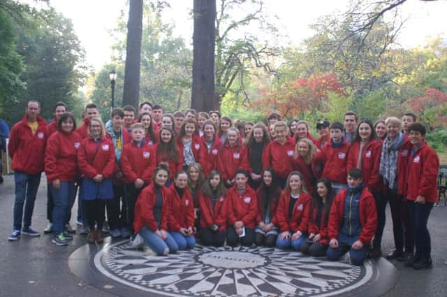 The Loreto College group which spent six days in the USA at Halloween, with teachers Mr Liam Shaw (tour organiser), Ms Catherine Marron, Mrs Meabh McGreevy, Mrs Maureen McCullough and Ms Julie Wilson. Pictured at one of the many tourist attractions during their stay.