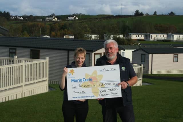 Ballyness Caravan Park thanks very generous guests who donated a huge Â£2000.00 for Marie Curie Cancer Care.