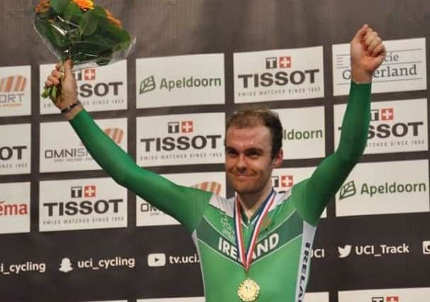 Banbridge CC rider Mark Downey took gold in the points race at the UCI World Cup last weekend.