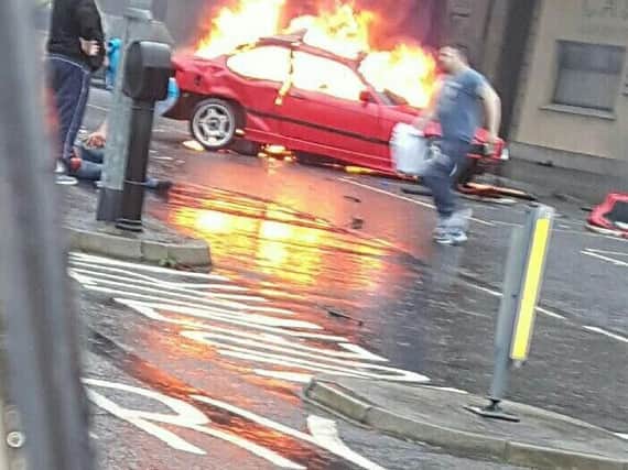 BMW car engulfed in flames at King Street in Magherafelt