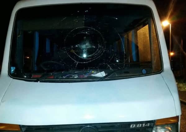 A police image of the damage caused to a vehicle in Carnlough. INLT-48-700-con
