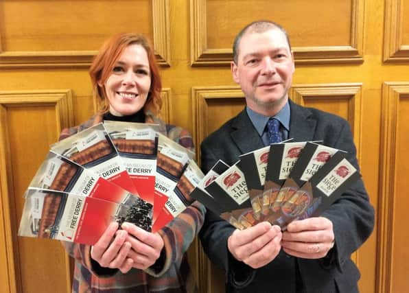 Launching their new NI Schools Outreach Programme are Julieann Campbell, Heritage & Programmes Coordinator, Museum of Free Derry, and Keith Beattie, Manager, Siege Museum. (BST)